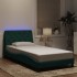 Estructura de cama luces LED terciopelo verde oscuro 100x200
