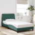 Estructura de cama luces LED terciopelo verde oscuro 100x200