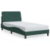 Estructura de cama luces LED terciopelo verde oscuro 100x200