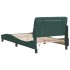 Estructura de cama luces LED terciopelo verde oscuro 100x200