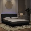 Estructura de cama con luces LED terciopelo negro 160x200 cm