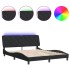 Estructura de cama con luces LED terciopelo negro 160x200