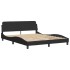 Estructura de cama con luces LED terciopelo negro 160x200