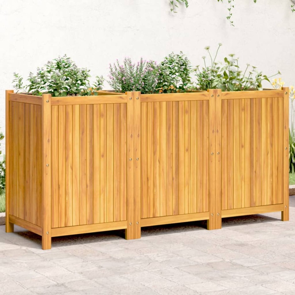 Jardinera con forro madera maciza de acacia 150x50x75