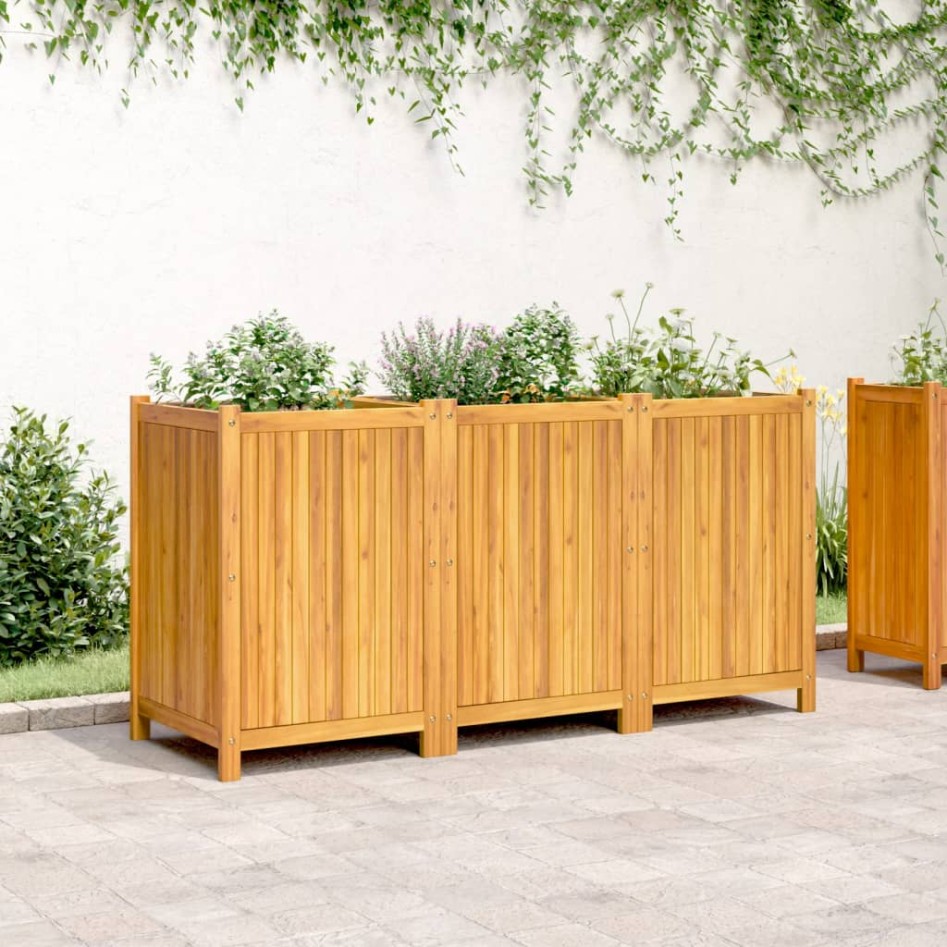 Jardinera con forro madera maciza de acacia 150x50x75
