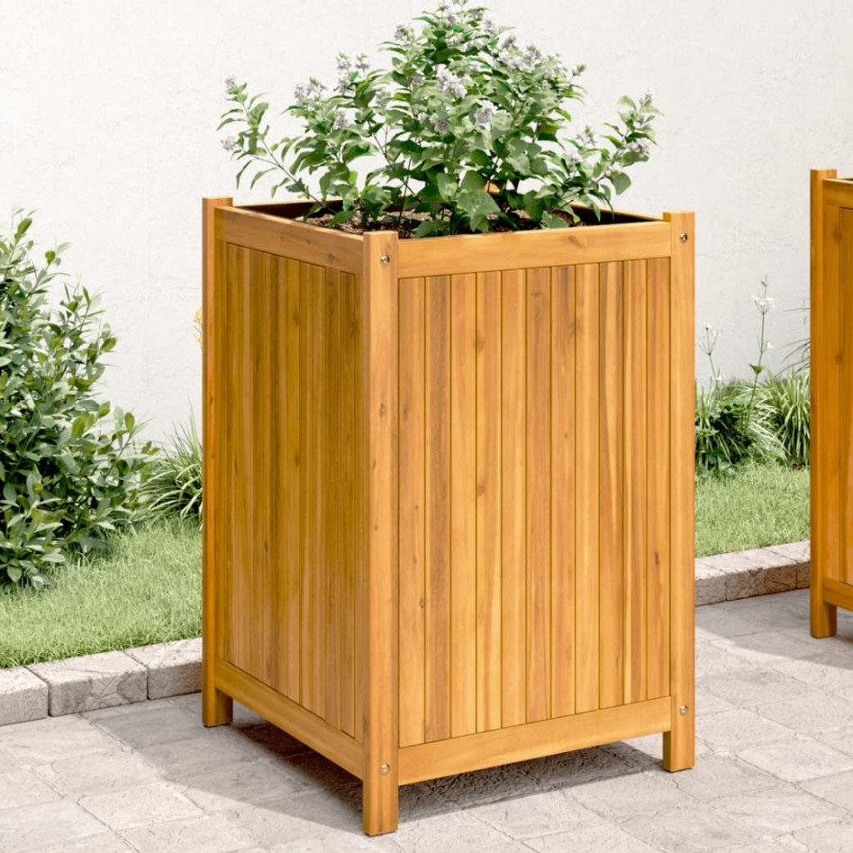 Jardinera con forro madera maciza de acacia 50x50x75