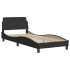Cama con colchón terciopelo negro 80x200