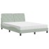 Cama con colchón terciopelo gris claro 140x200