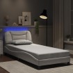 Estructura cama con luces LED cuero sintético blanco 90x200 cm
