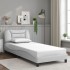 Estructura cama con luces LED cuero sintético blanco 90x200