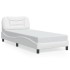 Estructura cama con luces LED cuero sintético blanco 90x200