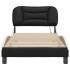 Estructura cama con LED cuero sintético negro blanco 90x200