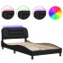 Estructura cama con luces LED cuero sintético negro 100x200