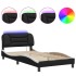 Estructura cama con LED cuero sintético negro blanco 100x200