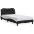 Estructura cama con LED cuero sintético negro blanco 100x200