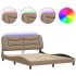 Estructura de cama con luces LED cuero PE capuchino 160x200