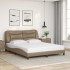 Estructura de cama con luces LED cuero PE capuchino 160x200