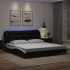 Estructura de cama con LED sin colchón negro blanco 180x200