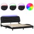 Estructura de cama con LED sin colchón negro blanco 180x200