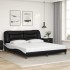 Estructura de cama con LED sin colchón negro blanco 180x200