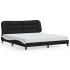 Estructura de cama con LED sin colchón negro blanco 180x200