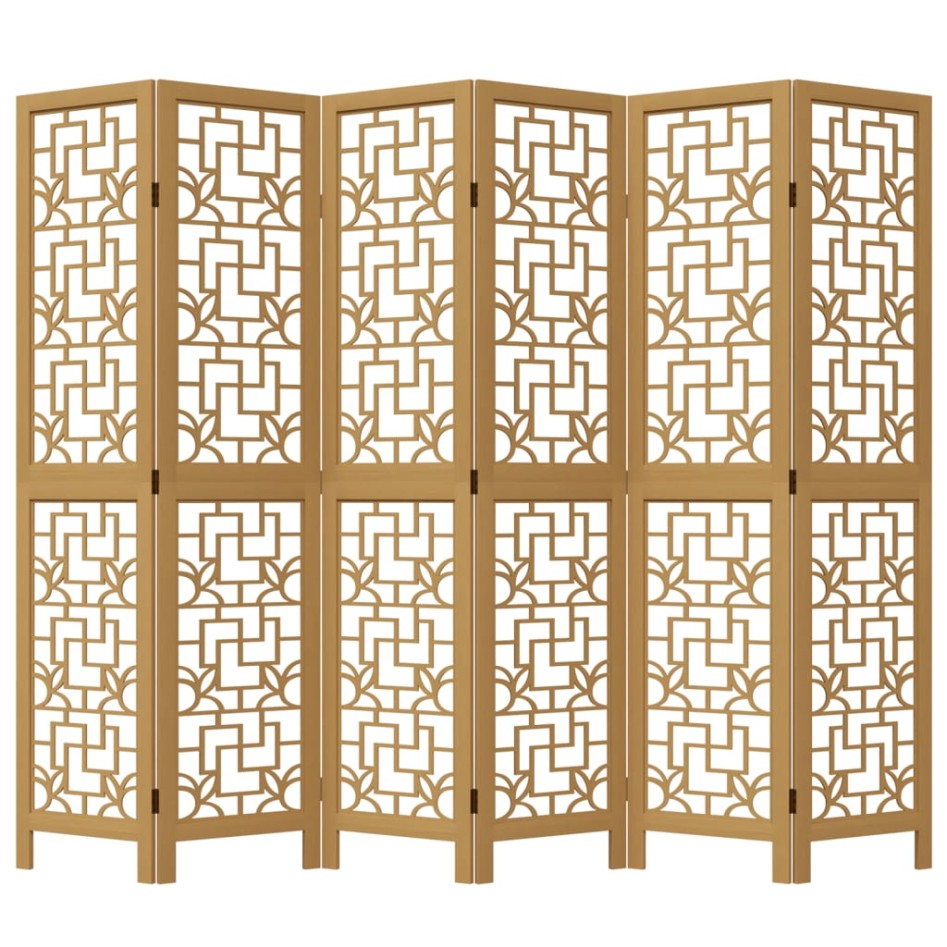 Biombo separador de 6 paneles madera maciza paulownia