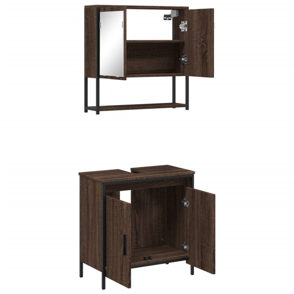 Set de muebles baño 2 pzas madera contrachapada marrón