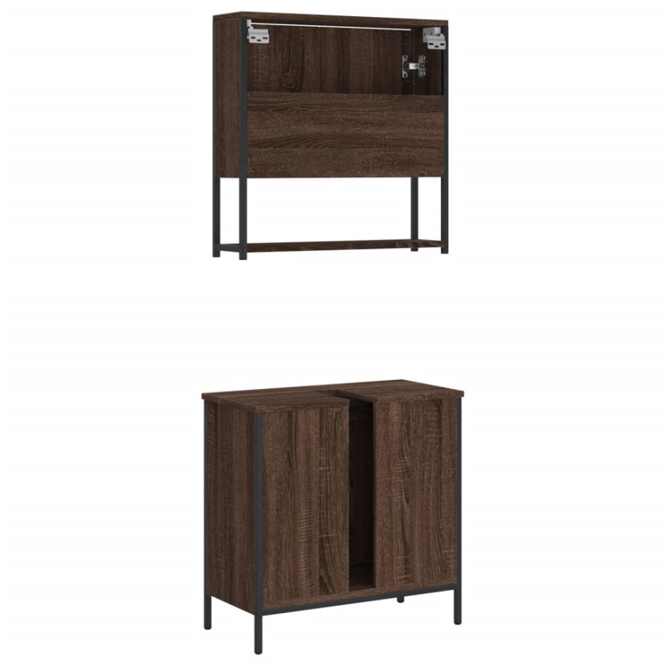 Set de muebles baño 2 pzas madera contrachapada marrón