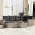 Set de sofás de jardín 7 pzas con cojines ratán PE gris