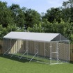 Perrera de exterior con toldo acero galvanizado plata 2x10x2,5m
