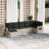 Set de sofás de jardín 7 pzas con cojines ratán PE gris