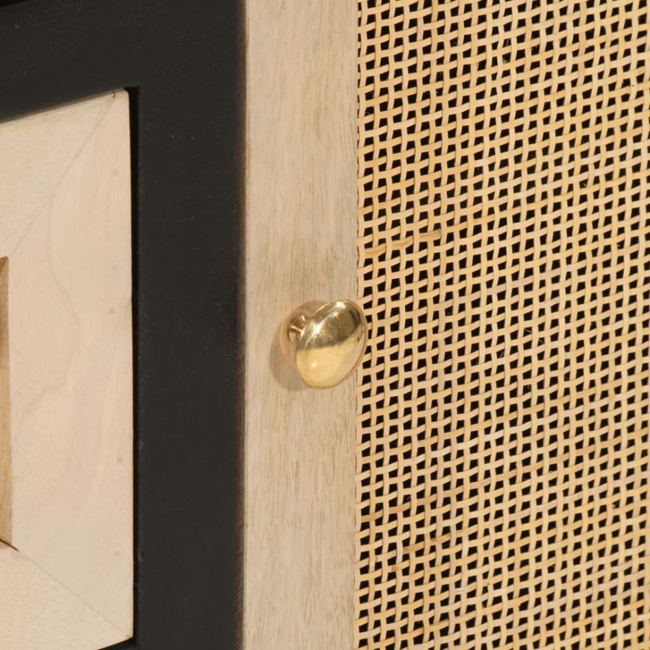 Aparador de hierro y madera maciza de mango negro 55x30x76