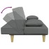 Sofá cama de 2 plazas con almohadas y taburete tela gris