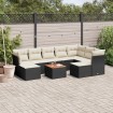Set de sofás de jardín 10 pzas cojines ratán sintético negro