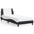 Estructura cama con LED cuero sintético negro blanco 80x200