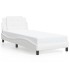 Estructura cama con luces LED cuero sintético blanco 100x200