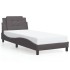 Estructura cama con luces LED cuero sintético gris 100x200