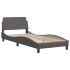 Estructura cama con luces LED cuero sintético gris 100x200