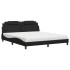 Cama con colchón cuero sintético negro 180x200