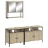 Set de muebles de baño 3 pzas madera contrachapada roble