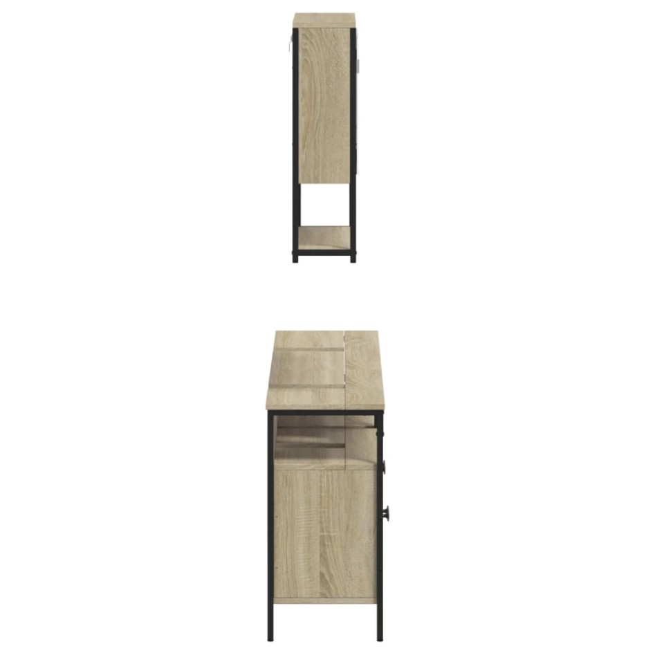 Set de muebles de baño 3 pzas madera contrachapada roble