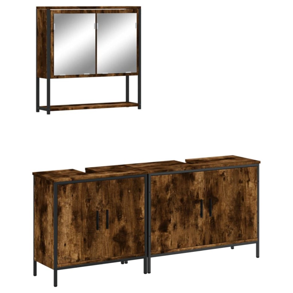 Set de muebles baño 3 pzas madera contrachapada roble