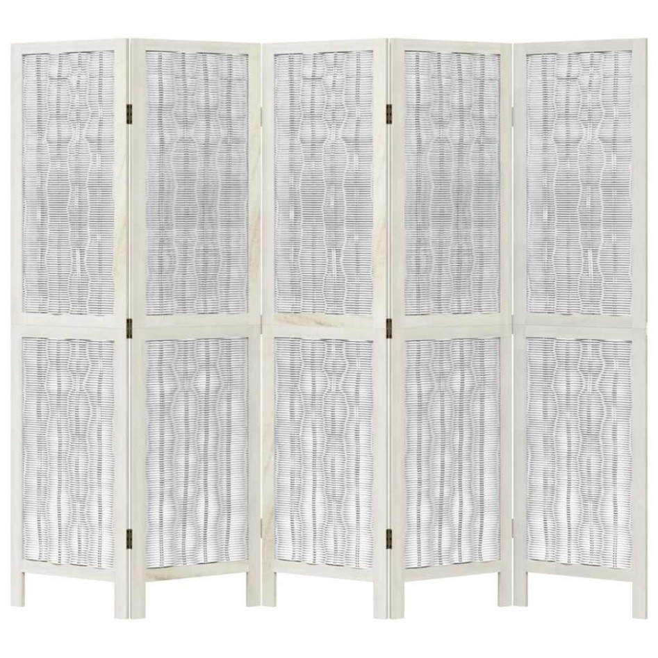 Biombo separador de 5 paneles madera maciza Paulownia