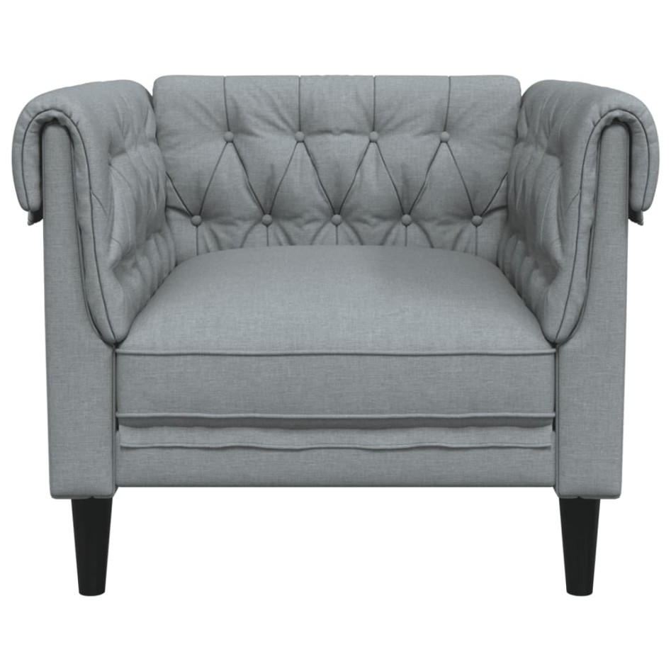 Sillón Chesterfield de tela gris