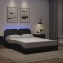 Estructura cama con luces LED cuero sintético negro 140x190