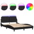 Estructura cama con luces LED cuero sintético negro 140x190