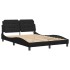Estructura cama con luces LED cuero sintético negro 140x190