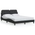 Estructura cama con luces LED cuero sintético negro 140x190