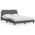 Estructura cama con luces LED cuero sintético gris 120x200
