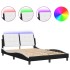 Estructura cama con LED cuero sintético negro blanco 140x200